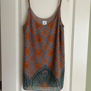 Cabi Loose Orange, Brown, and Blue Boho Print Tank Top